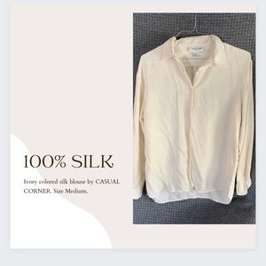 100% Silk Ivory Detailed Blouse